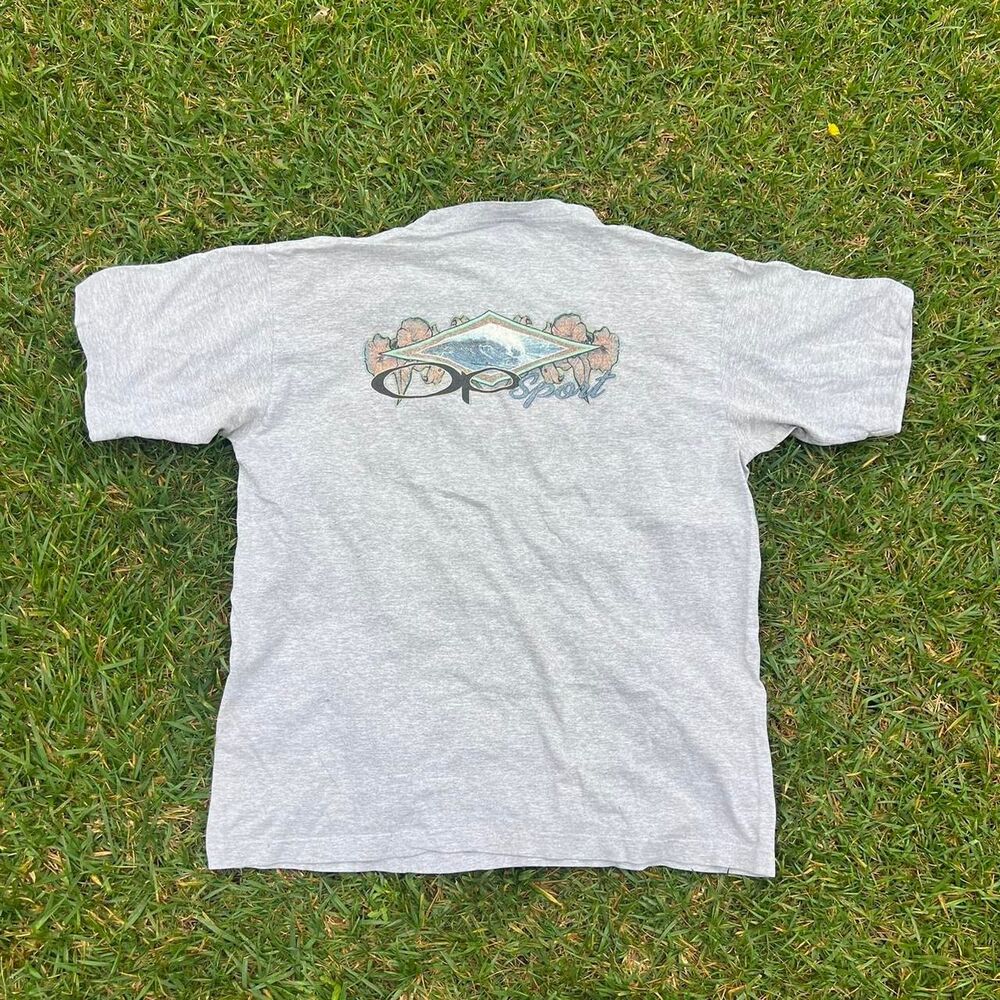 1990s Ocean pacific sport y2k gray tee mens size L wave